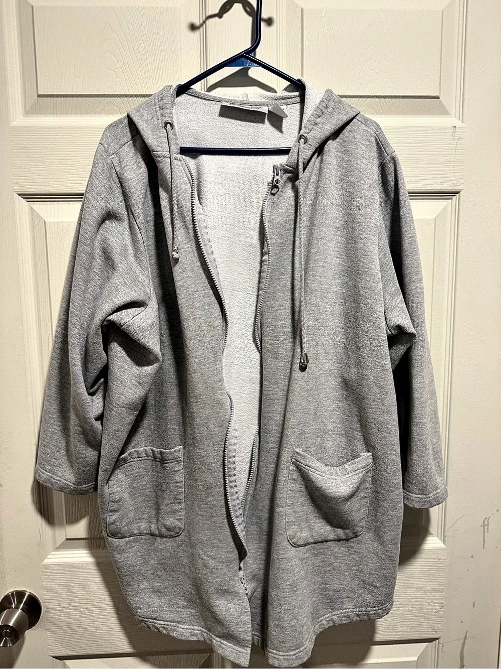 Roaman's Fleece Zip Hoodie Sweatshirt Gray 1X